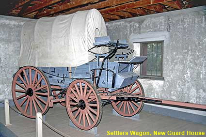  Settlers Wagon in New Guard House, Fort Laramie, WY, USA