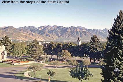 View from the steps of the State Capitol, Salt Lake City, UT, USA View from the steps of the State Capitol, Salt Lake City, UT, USA