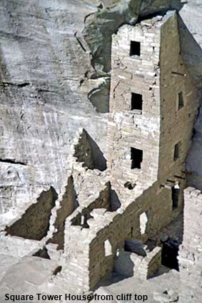  Square Tower House from cliff top, Mesa Verde, CO, USA