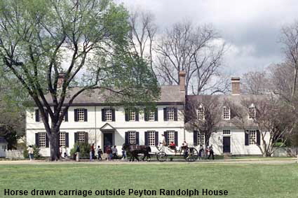  Horse drawn carriage outside Peyton Randolph House, Colonial Williamsburg, VA, USA