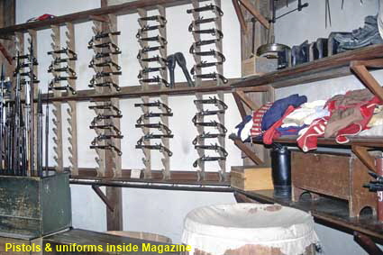  Pistols & uniforms inside Magazine, Colonial Williamsburg, VA, USA