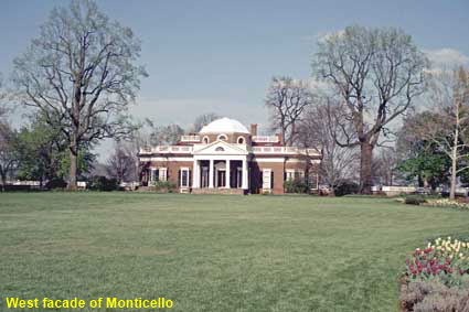 West facade of Monticello, VA, USA West facade of Monticello, VA, USA