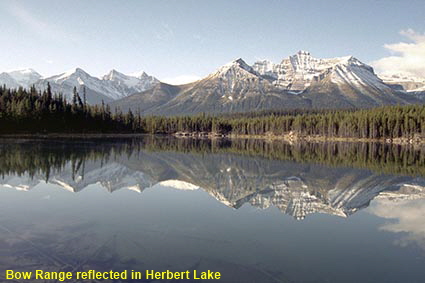  Bow Range reflected in Herbert Lake, Alberta, Canada