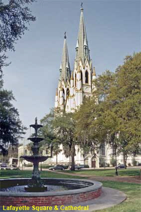Lafayette Square & Cathedral of St John the Baptist, Savannah, GA, USA Lafayette Square & Cathedral of St John the Baptist, Savannah, GA, USA