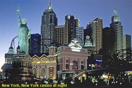New York, New York casino at night, Las Vegas, NV, USA
