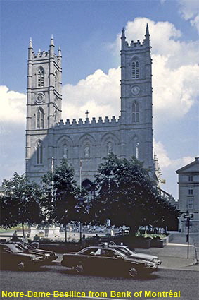 Notre Dame from Bank of Montréal, Montréal, Québec, Canada Notre Dame from Bank of Montréal, Montréal, Québec, Canada