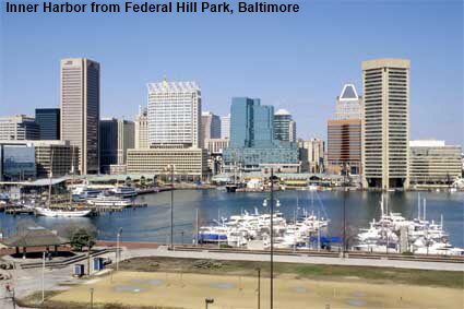Inner Harbor from Federal Hill Park, Baltimore, MD, USA