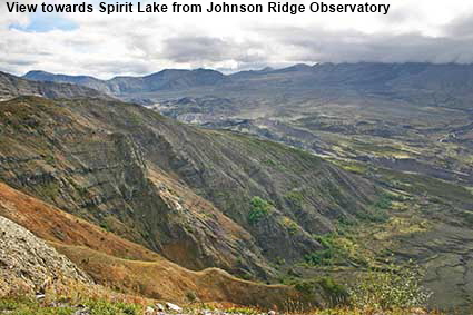 View towards Spirit Lake from Johnson Ridge Observatory, Mount St Helens National Volcanic Monument, WA, USA View towards Spirit Lake from Johnson Ridge Observatory, Mount St Helens National Volcanic Monument, WA, USA