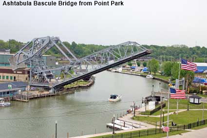 Ashtabula Bascule Bridge (raised) from Point Park, OH, USA Ashtabula Bascule Bridge (raised) from Point Park, OH, USA