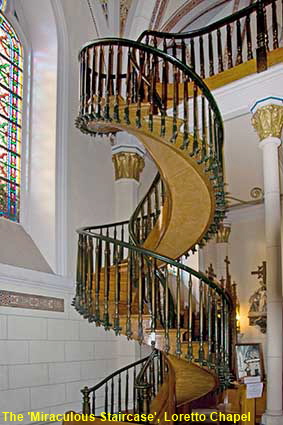  The 'Miraculous Staircase', Loretto Chapel, Santa F, NM, USA