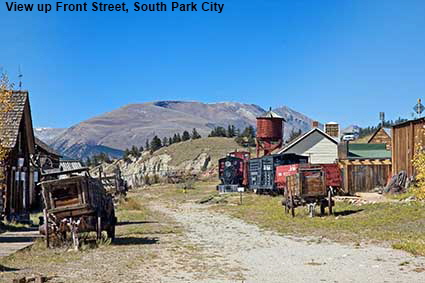  View up Front Street, South Park City, Fairplay, CO, USA