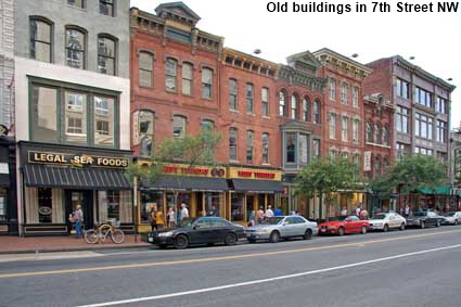  Old buildings in 7th Street NW, Washington DC, USA