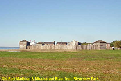 Old Fort Madison & Mississippi River from Riverview Park, Fort Madison, IA, USA Old Fort Madison & Mississippi River from Riverview Park, Fort Madison, IA, USA