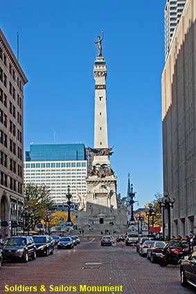Soldiers & Sailors Monument from Washington Street, Indianapolis, IN, USA