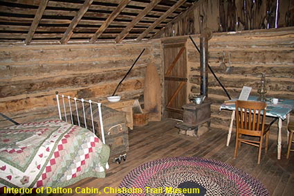 Interior of Dalton Cabin, Chisholm Trail Museum, Kingfisher, OK, USA