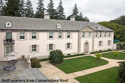 Staff quarters from Conservatory roof, Nemours Mansion, Wilmington, DE, USA Staff quarters from Conservatory roof, Nemours Mansion, Wilmington, DE, USA