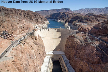 Hoover Dam from US-93 Memorial Bridge, AZ-NV, USA