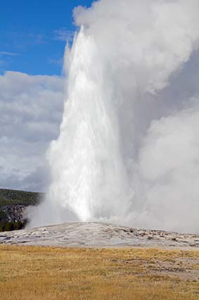  White Dome Geyser (erupting), Firehole Lake Drive, Yellowstone National Park, WY, USA