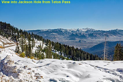 View into Jackson Hole from Teton Pass, WY, USA